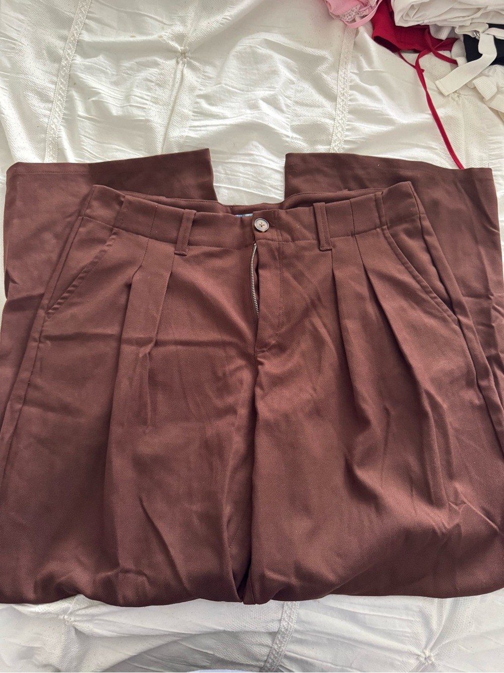 Urban Outfitters Brown Pleated Trousers